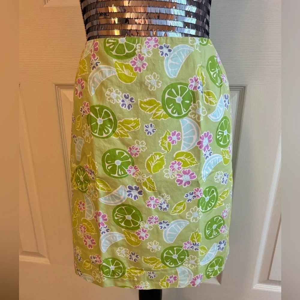 Lilly Pulitzer Guava Lime Twist Cotton Blend Skirt 10 - Retired Print